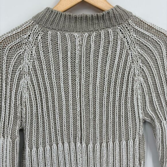 Pure Handknit Artsy Button Front Cardigan, Sz Med, Gray White Stripe, Granny - Picture 5 of 9